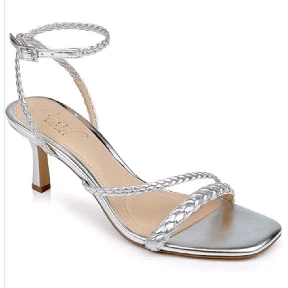 Jewel Badgley Mishcka Womens Sz8.5 Vauna Heels Silver Medium Heeled Sandals